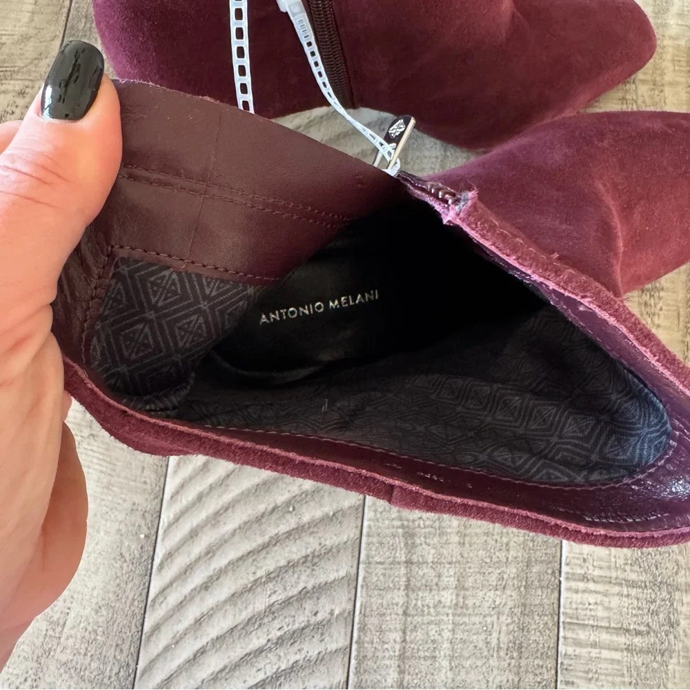 NWT Antonio Melani Elana Suede Bordo Dress Booties Sz 7